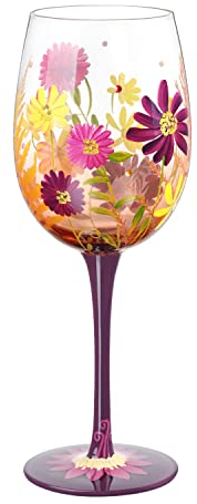 NymphFable Forever Flower Wine Glass 15oz Hand Painted Wine Glasses, Colorful Wine Glasses Birthday Wedding Gifts for Women