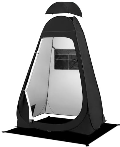 BRIAN & DANY Duschzelt Camping, Pop Up Toilettenzelt, Tragbares Umkleidezelt mit Regenschutz und Fenstern, Sichtschutz Zelt für Outdoor, UPF 50+ Wasserdicht, 120 x 120 x 195 cm