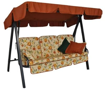 Angerer Freizeitmöbel GmbH Hollywoodschaukel Select - Gartenschaukel Made in Germany - Schaukel zum Sitzen, Liegen und Entspannen - inklusive Bett-Funktion - einfache Montage (Beige-Terra geblümt)