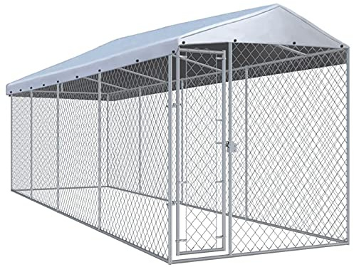 Camerina Outdoor-Hundezwinger mit Überdachung EisenkäFig FüR Hunde Outdoor Hundezwinger HaustierkäFig Hundevilla 760x190x225 cm