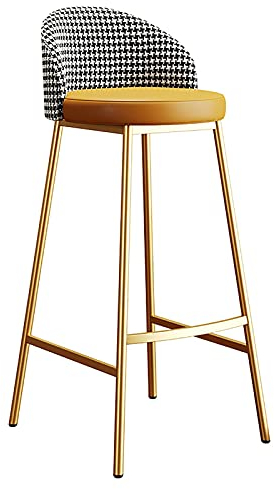 FanXus Küchenstühle aus Leder, Barstühle aus Metall, Bauernhaus-Esszimmerstühle, Bequeme Bauernstühle mit Metallbeinen, Möbel, dekorieren jeden Raum (Grau 75 cm) (Gelb 75 cm) Made in China