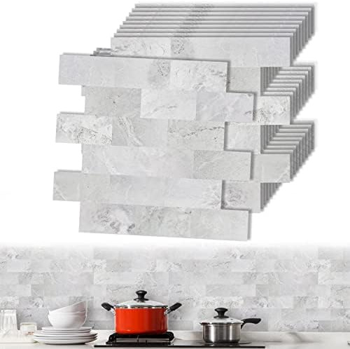 ACXIN PVC Fliesenaufkleber Küchenrückwand PVC Fliesen Selbstklebend Wandfliesen Selbstklebend Klebefliesen für Bad, Küche, Badezimmer, Waschtisch 10 Blatt (34,3 x 29cm, Grüngraue Tarnung)