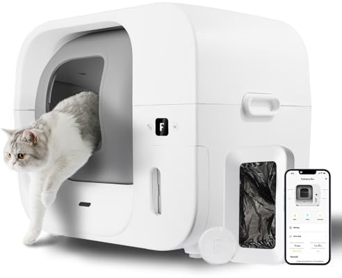 Furbulous Geruchsfrei Selbstreinigendes und Selbstverpackendes Katzenklo, Automatisches Katzenklo mit Selbstverpackungs- und Nachfüllsystem, APP-Steuerung