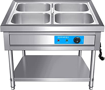 Vassoi elettrici per Buffet e vassoi scaldavivande con coperchi Rimovibili, Controllo della Temperatura Regolabile (Doppia griglia, Quattro vasche)