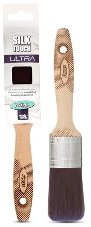 Axus Decor Silk Touch Ultra (Mink Series) Paint Brush Filaments & Birchwood Handle - For Walls, Ceilings, Wood & Metal - Anti-Rust Stainless Steel - Next Generation Brush - 1.5 Inch
