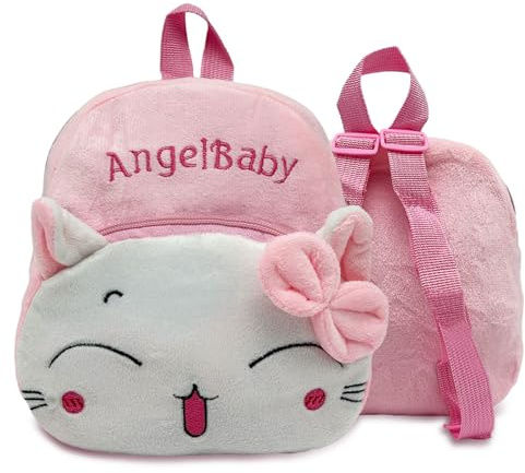 TSHAOUN Sacs à dos pour Enfant，Forme Le chat Mignonne en Peluche sac à dos crèche, Mini-Sac à Dos école Maternelle Enfant Bébé Tout-Petit Sac, Cartable Scolaire Maternelle Cadeaux pour Fille (Rose)