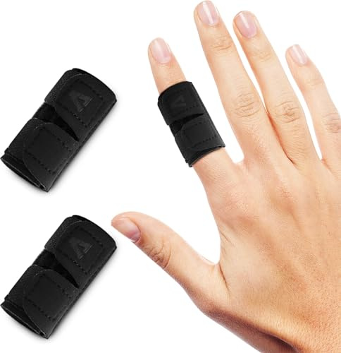 KiiMos 2PCS Finger Splints (No Metal Support) – Adjustable Compression Neoprene Finger Sleeves/Brace for Arthritis, Tendonitis & Pain Relief, Elastic Buddy Straps for Sports (Basketball, Tennis, Volleyball, Badminton) – Single Finger Design, M