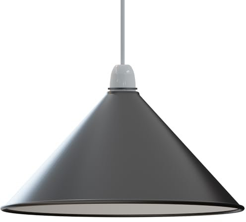 LEDSone Lampenschirm aus Metall im Retro-Stil, kegelförmig, einfache Montage, für Wohnzimmer, Schlafzimmer, Küche, Esszimmer, Café und Restaurant (1, Grau)