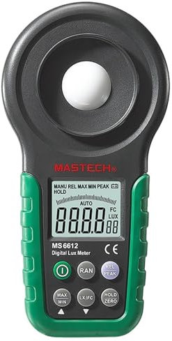 BGFIVKAD MS6612 Luxómetro Digital 200.000 iluminómetro multifunción medidor de luz prueba espectros rango automático pico alta precisión