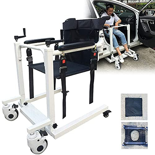 Transportrollstuhl aus Stahl, tragbarer Patientenlifter, multifunktionaler Ganzkörper-Patientenlifter für ältere Menschen mit Behinderung und gepolstertem Sitz – Verwendung im Krankenhaus, zu Hau
