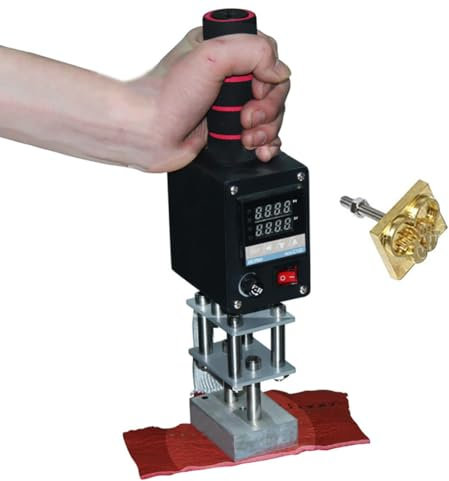 Handheld Heißprägen Maschine, Einstellbare Temperatur Leder Rillen Maschine, 0~400°C Digitale Temperaturregelung, 5-7CM Reines Kupfer Heizplatte, für Leder, Tuch, Holz