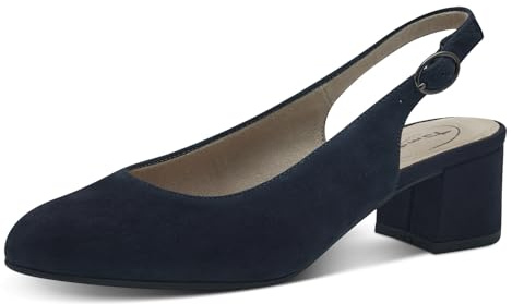 TAMARIS Comfort damer slingpumps av läder eleganta pumps, marinblå mocka, 38 EU, Marinmocka, 38 EU