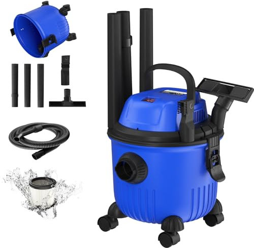 Aspirateur à double usage sec et humide 2000W, 3 en 1 15l conteneur aspirateur polyvalent avec fonction de soufflage pour bricolage, voiture, garage, accessoires complets, avec prise de courant