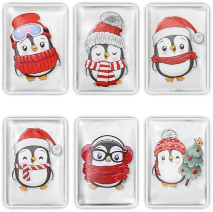 Taschenwärmer Kinder 6er-Set - Wiederverwendbare Handwärmer Pinguin, Knicken Wärmer Fingerwärmer für Kinder, Erwachsene - Weihnachten