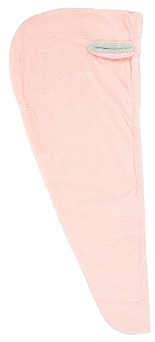 Healeved Saugfähiges Haartrockenhandtuch aus Korallenfleece mit Knopfdesign Schnell Trocknendes Haartuch für Damen Bequemes und Modisches Haarwickel in Rosa