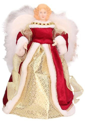 Engel Christbaumspitze | Christbaumspitze Engel | Weihnachtsengel am Baum mit weißen Federflügeln | Weihnachtsengel Figur | Engel Baumspitze Weihnachtsdekoration für Weihnachten