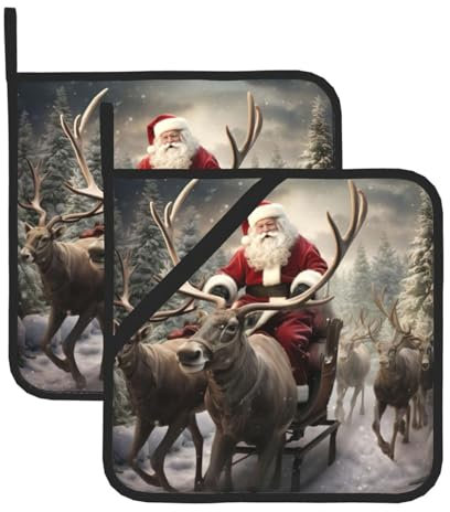 Presina da cucina con Babbo Natale, resistente al calore, presina da forno, per cucina, cottura e barbecue