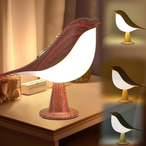 Grishay Aroma Lumibird, Sherum Aroma Lumibird, Rechargeable Fanyil Aroma Lumibird, 2 in 1 Aroma Lumibird Lamp Diffuser, 3 Color Temperature Small Bird Table Lamp with Touch Dimmer (Rosewood)