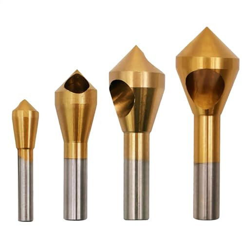 Fasenbohrer, Fasenentgratungswerkzeug,4X Fasen-Holzsenker-Entgratungsbohrer-Werkzeuge - Werkzeuge zum Entfernen von Graten, 90-Grad-Senker-Bits für Sperrholz, Acryl, PVC und Metall