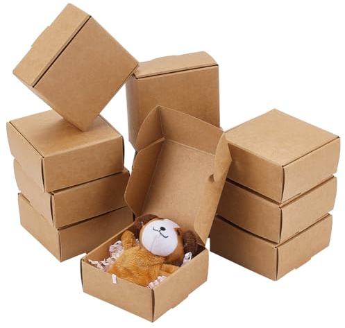 PH PandaHall 20 Pack Kleine Geschenkboxen Weihnachten Kraftpapierbox | 6.5x6.5x3cm Kleine Karton Geschenk Box Schmuck Box Verpackungsboxen für Weihnachten Hochzeit Geburtstag Muttertag Schmuck
