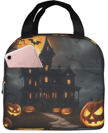 XTYGETY Lonchera reutilizable con estampado de terror de Halloween, bolsa de almuerzo aislada para el trabajo y aventuras al aire libre