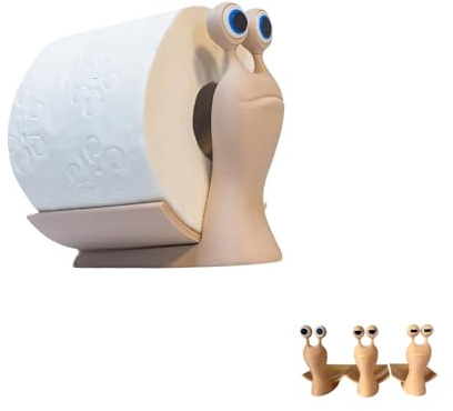 Toilettenpapierhalter Schneckenform - 3D-Gedruckter Klorollenhalter, Stehend ohne Bohren - Originelle Badezimmer-Deko & Platzsparende WC-Rollenaufbewahrung (1, Offene Augen)