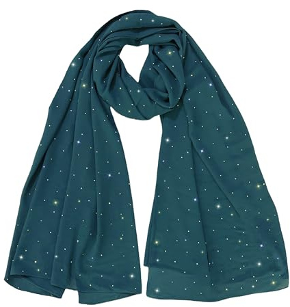 Lina & Lily Damen Schal Kopftuch Stola mit Strasssteinen aus Premium-Chiffon