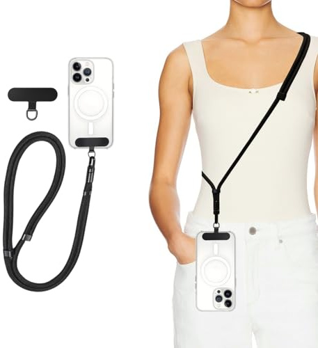 YUSSUNSNY Phone Lanyard Crossbody Strap, Universal Adjustable Cellphone Neck Holder with 1 Pack Tether Tab, Anti-Drop Anti-Theft Cell Phone Lanyards for Men Women