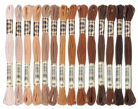PATIKIL 14 Matassine Filo Ricamo, Filo Ricamo Poliestere Stringhe Braccialetti per Ricamo a Mano Punto Croce, Multicolore Rosso Marrone