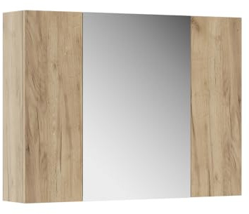 Vicco Armario con Espejo para baño Leopold, Roble Dorado, 80 x 59.2 cm con estantes, Que Cabe en Cualquier baño
