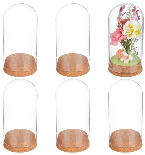BENECREAT 6 Stück Kuppelglas Mit Korken 13.3x6.5cm Glockenglocke Glasdekorationskasten Für Blumenpflanzen Proben Basteldekorationen