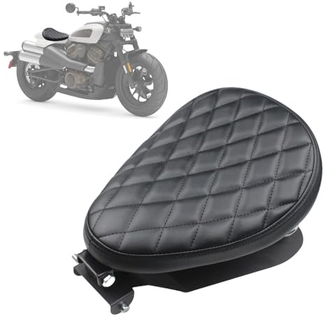 Hocomay Cojín de asiento de motocicleta, solo cojín de asiento de placa base, asiento de cuero PU, con resorte soporte universal para XL1200 883 48 negro rombo