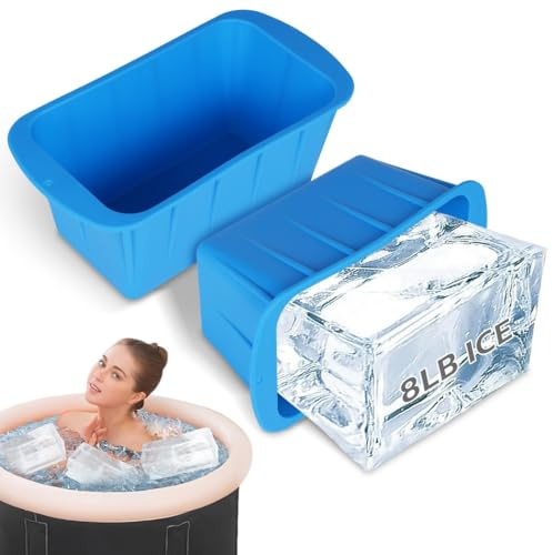 Big Ice Cube Brick Makers, Reusable Ice Cube Trays, Bath Accessories For Cold Plunge Tub Or Cooler, 2 Pcs 8Lb Silicone Ice Cube Molds, Large Ice Bath Chillers, Extra Large Ice Block Molds