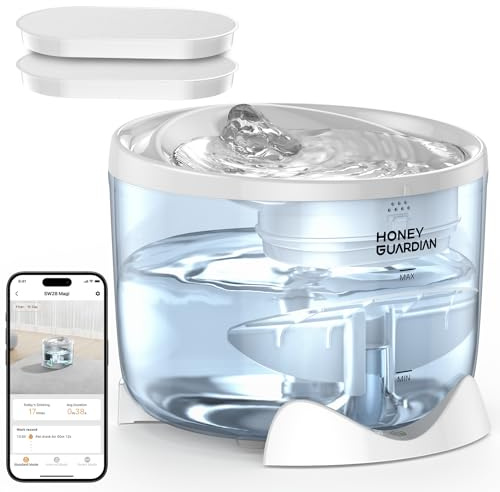 HoneyGuaridan batteridriven katt dricksfontän med rörelsesensor, 2,5 l ultralätt kattfontän