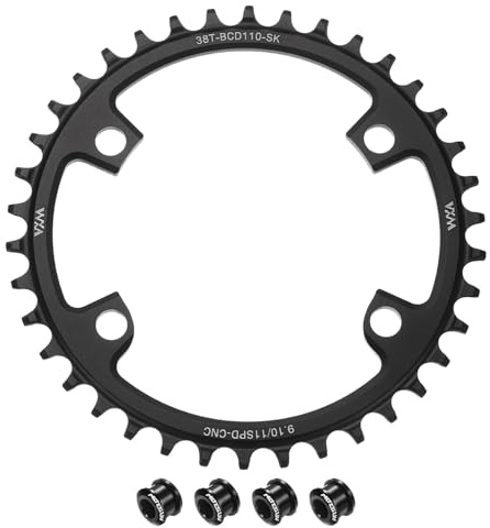 sourcing map 110BCD - Corona per bicicletta 38T, 7/8/9/10/11 velocità, diametro 160 mm, rotonda, in alluminio, a denti stretti e larghi, con viti, per MTB e bici da strada, colore nero