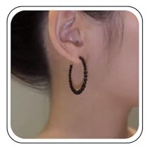 Yheakne Vintage Black Crystal Hoop Earrings Black Rhinestone Circle Earrings Cz C Shape Earring Sparkly Hollow Hoop Earring Jewelry for Women