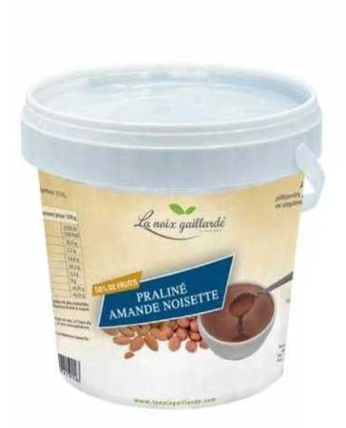 La Noix Gaillarde Purée 100% de Noisette Naturelle, de NOISETTE BIO, de Noix de cajou; Praliné Amande Noisette, 1kg/Seau (1 seau, Praliné Amande Noisette)