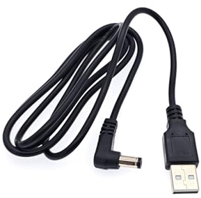 JZK Cavo alimentazione USB 2.0 da tipo A maschio a 5,5 x 2,1 mm CC 5V, lungo 1 metro, con connettore cilindrico ad angolo retto 90 gradi, ideale per piccoli dispositivi elettronici
