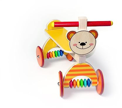 Hess Holzspielzeug 31176 - Lauflernhilfe aus Holz, Serie Bär, mit Gummibereifung, handgefertigt, für Kinder ab 12 Monaten, ca. 60 x 40 x 30 cm