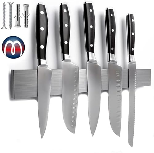 Magnetische Messerleiste aus Edelstahl 32 cm x 3,5 cm x 1,5 cm, Magnetleiste für 6 Messer