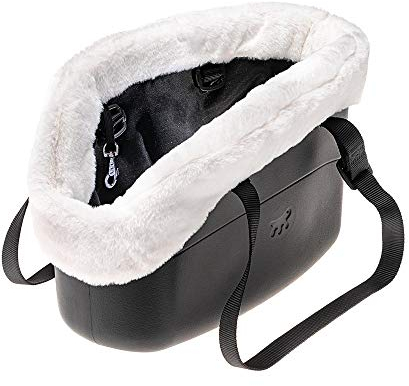 Ferplast Hundetragetasche für kleine Hunde und Katzen with-ME, Transporttasche für Haustiere, Hundetasche, verstellbare Trageriemen, Sicherheitsgurt inklusive, 21,5 x 43,5 x h 27 cm Schwarz