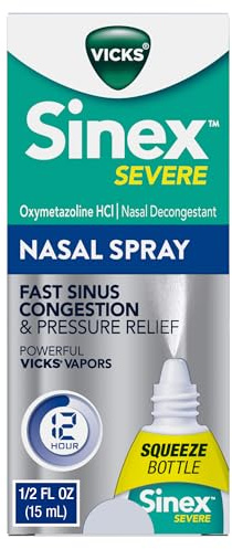 Vicks Sinex SEVERE, Nasal Spray, Original Sinus Decongestant for Fast Relief of Cold & Allergy Congestion, Sinus Pressure Relief, 0.5 Fl. Oz (Pack of 4)