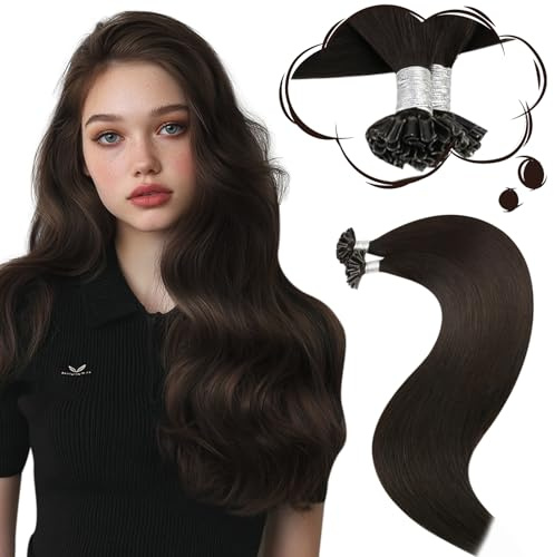 Moresoo Extensions Echthaar Bondings Braun Remy Nail Tip Bondings Extensions Echthaar 1g Hot Fusion Keratin U Tip Extensions Glatt Menschliches Haar Dunkelstes Braun #2 50g 40 cm