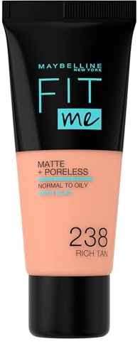 Maybelline New York - Fond de Teint Fluide Fit Me - Matte & Poreless - Peaux normales à grasses - Teinte : 238 Bronze Doré - 30 ml