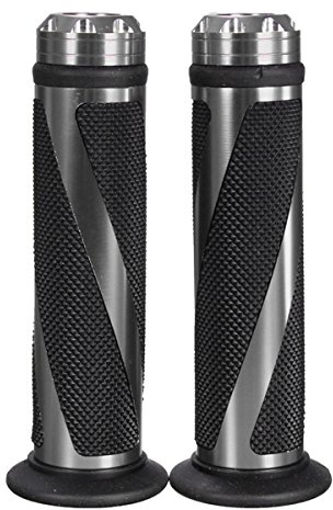 Alamor CNC Aluminium 7/8 Motorradlenker Gummi Hand Griffe-Titan Grau