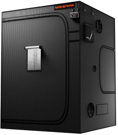 Spider Farmer 5x5x6.6 Pro-Grade Grow Tent 150x150x200cm with Observation Window and Floor Tray 1680D Thicken Mylar Canvas Hydroponic Grow Tent 5x5 for Indoor Growing for SF4000/SE5000 | Cable Pass-through, Controller Landyard, Enlarged Viewing Window, 1680D Oxford, Removable Floor Tray for SF7000 SE7000 G7000