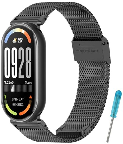 MIJOBS Armband Kompatibel mit Xiaomi Mi Band 10 & 9 & 8 Metallarmband Ersatz Armbänder für Miband 8/9/10 Edelstahlband