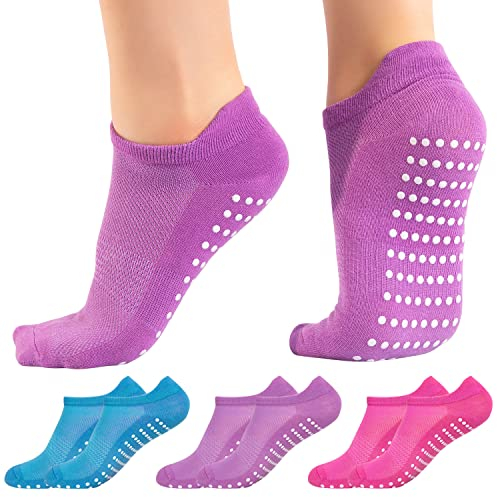 All Things Accessory 3 Paia di Calze Antiscivolo con Grip per Yoga, Pilates, Fitness, Danza e Barre – Traspiranti, Sicure, Prevenzione Caduta, EU 37-42