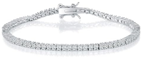 Gemsme 2.0MM Tennis Bracelet for Women and Men, 18K White Gold Plated Round 2mm Cubic Zirconia Classic Tennis Bracelet
