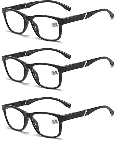 MMOWW Lunettes de lecture pour homme et femme - Lot de 3 - Lunettes ultra légères avec fermetures éclair à ressort